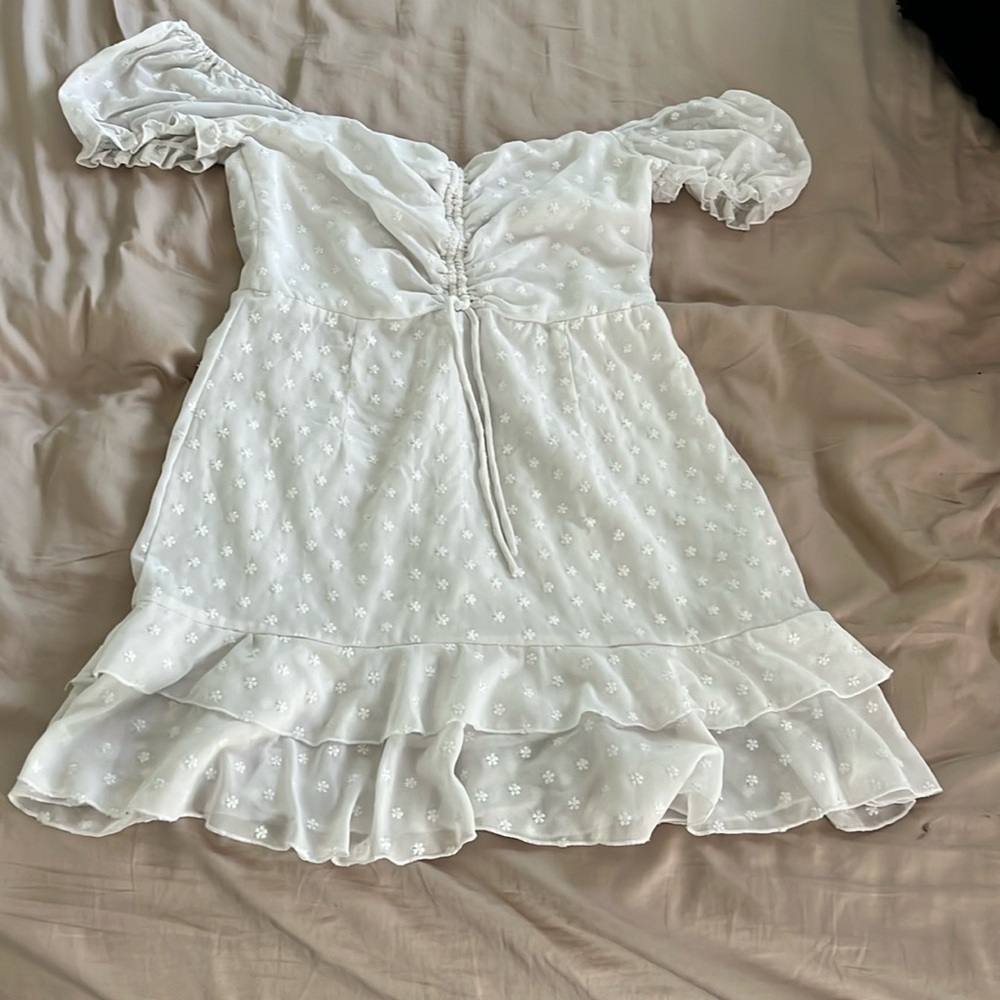 White Princess Polly Short Puffed Sleeve Mini Dress